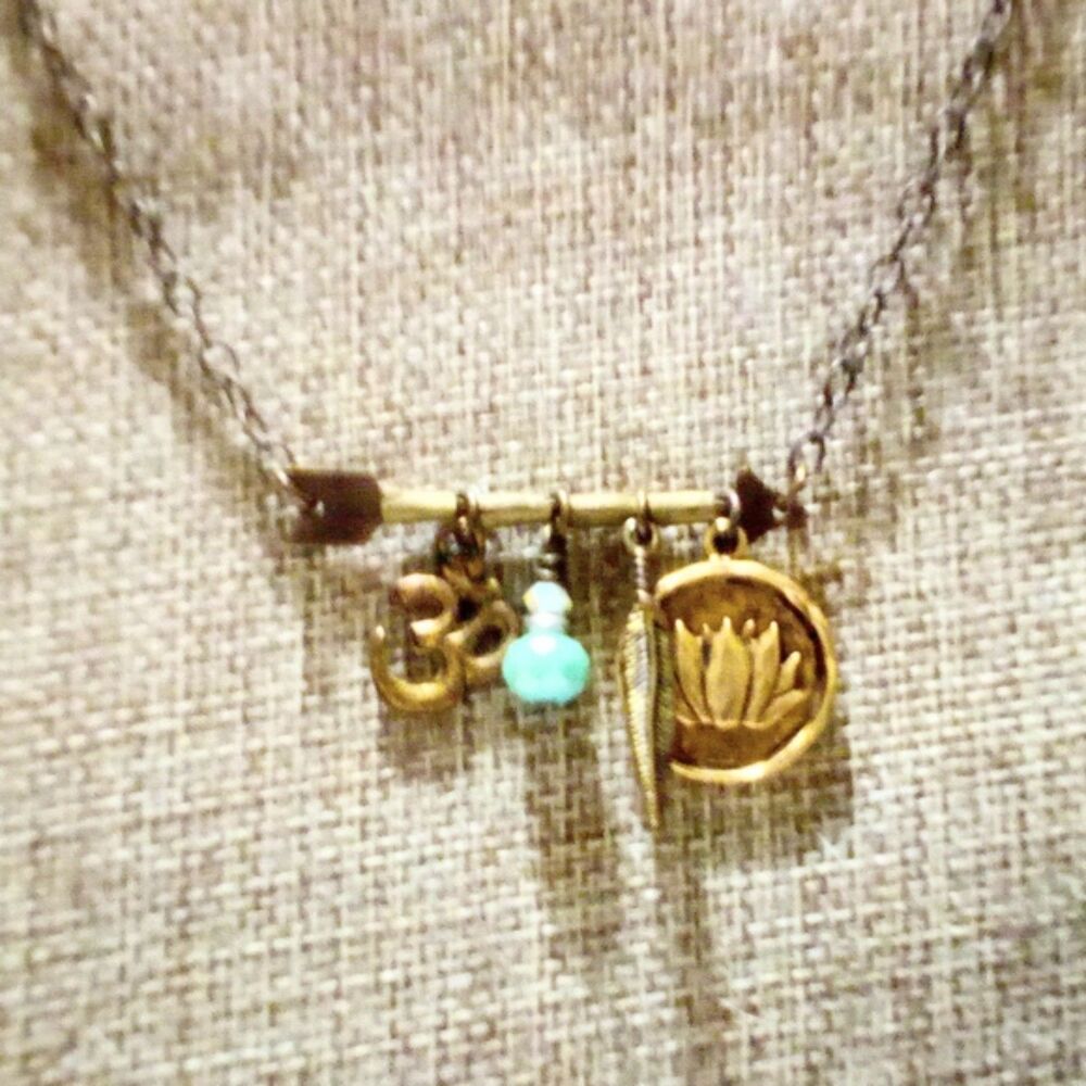 Genelli Signed Gold Tone Charm Necklace